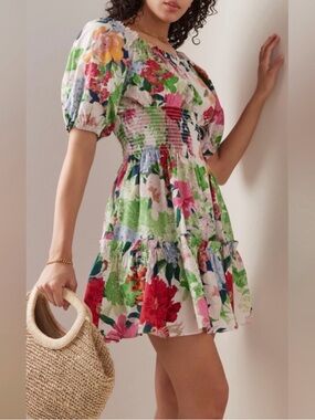 Cara Cara Sally Multicolor Floral Smocked Mini Dress